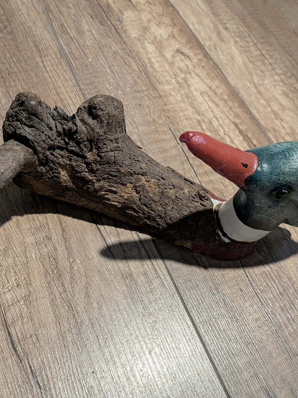 Handcrafted Wooden Duck Perch – Red & Green